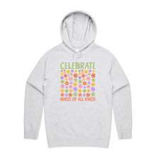 Load image into Gallery viewer, Celebrate minds of all kinds - hooded sweatshirt