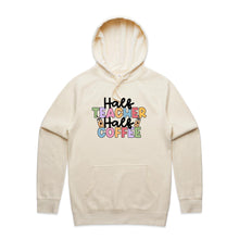 Load image into Gallery viewer, Half teacher half coffee - hooded sweatshirt
