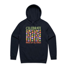 Load image into Gallery viewer, Celebrate minds of all kinds - hooded sweatshirt