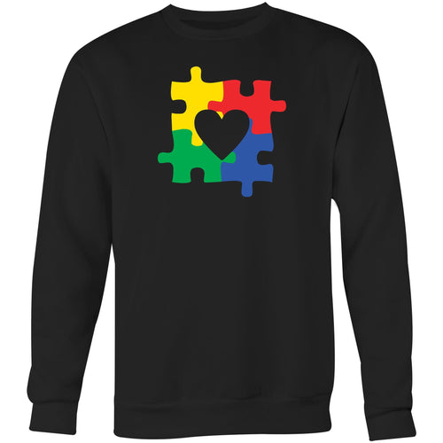 Autism Heart Puzzle Pieces - Crew Sweatshirt