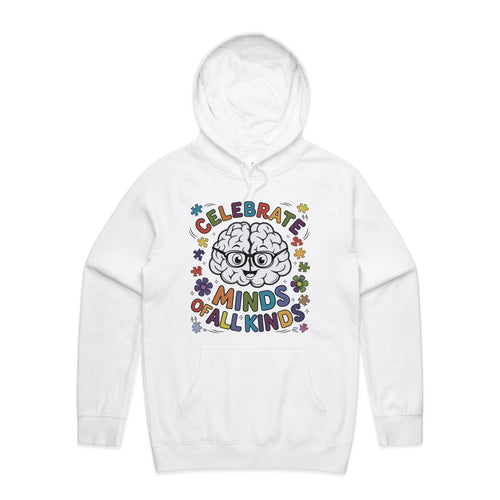 Celebrate minds of all kinds - hooded sweatshirt