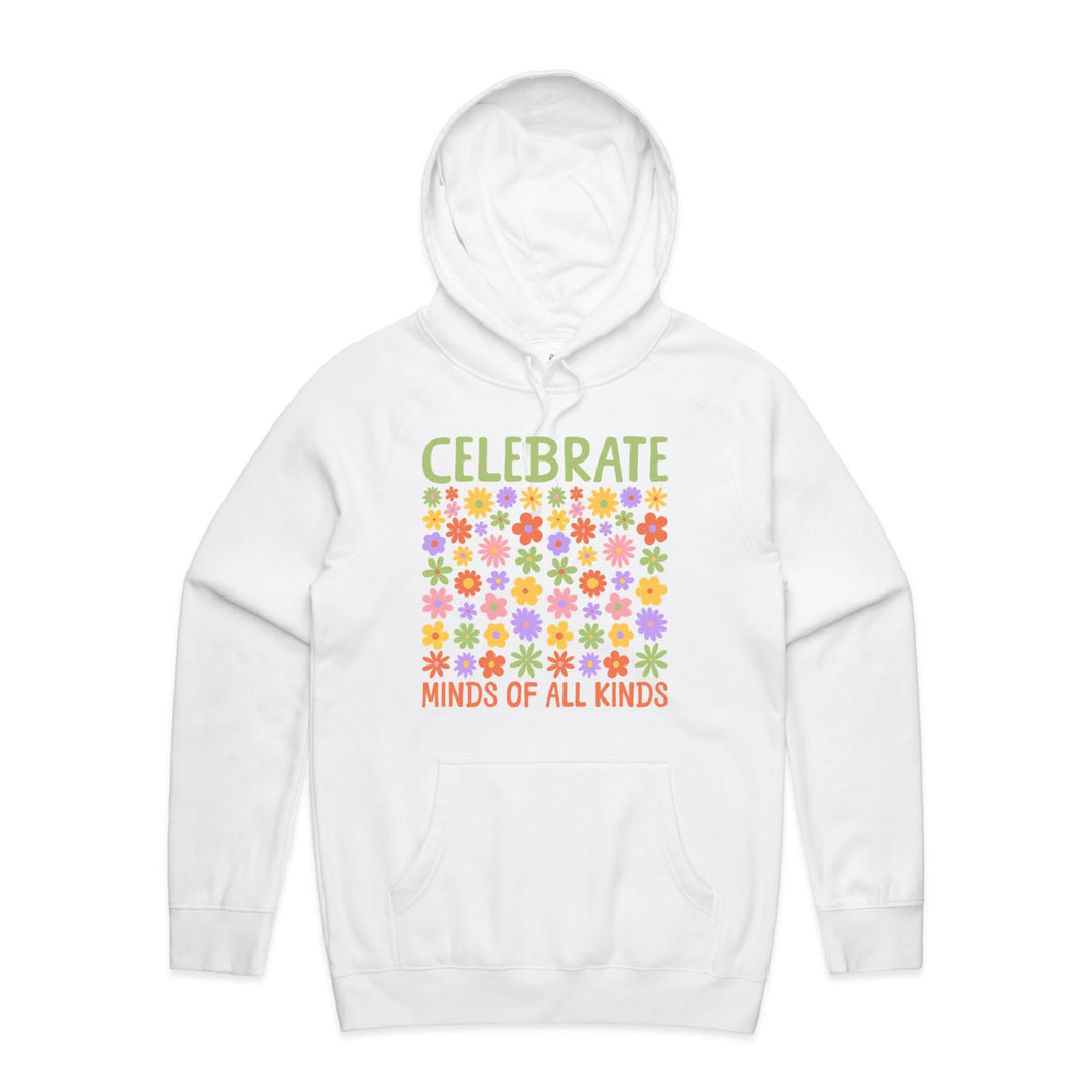 Celebrate minds of all kinds - hooded sweatshirt