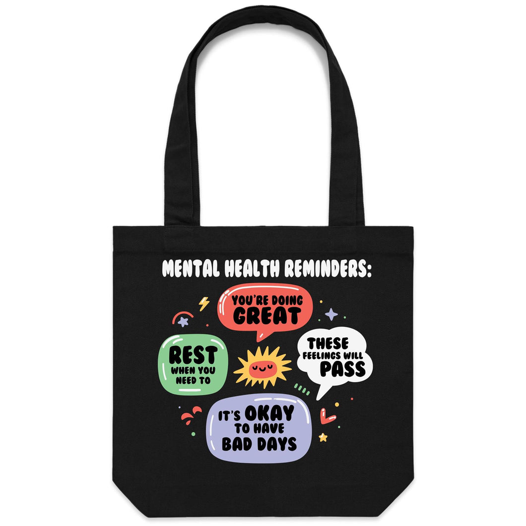 Mental health reminders - Canvas Tote Bag