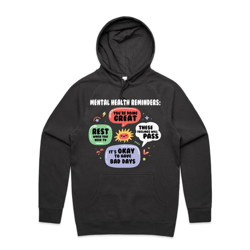 Mental health reminders - hooded sweatshirt