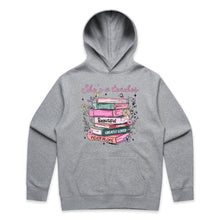 Load image into Gallery viewer, She’s a teacher – strong, victorious, beautiful, capable, greatly loved, never alone - hooded sweatshirt