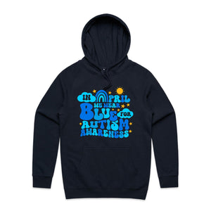 In April we wear blue for Autism awareness - hooded sweatshirt