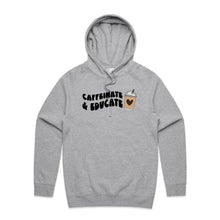 Load image into Gallery viewer, Caffeinate and educate - hooded sweatshirt