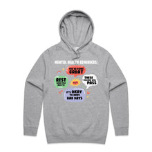 Load image into Gallery viewer, Mental health reminders - hooded sweatshirt