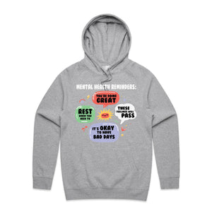 Mental health reminders - hooded sweatshirt