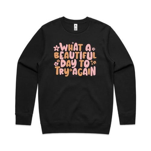 What a beautiful day to try again - crew neck sweatshirt