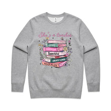 Load image into Gallery viewer, She’s a teacher – strong, victorious, beautiful, capable, greatly loved, never alone - Crew neck sweatshirt