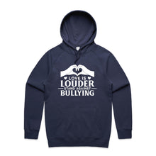 Load image into Gallery viewer, Love is louder, stand against bullying - hooded sweatshirt
