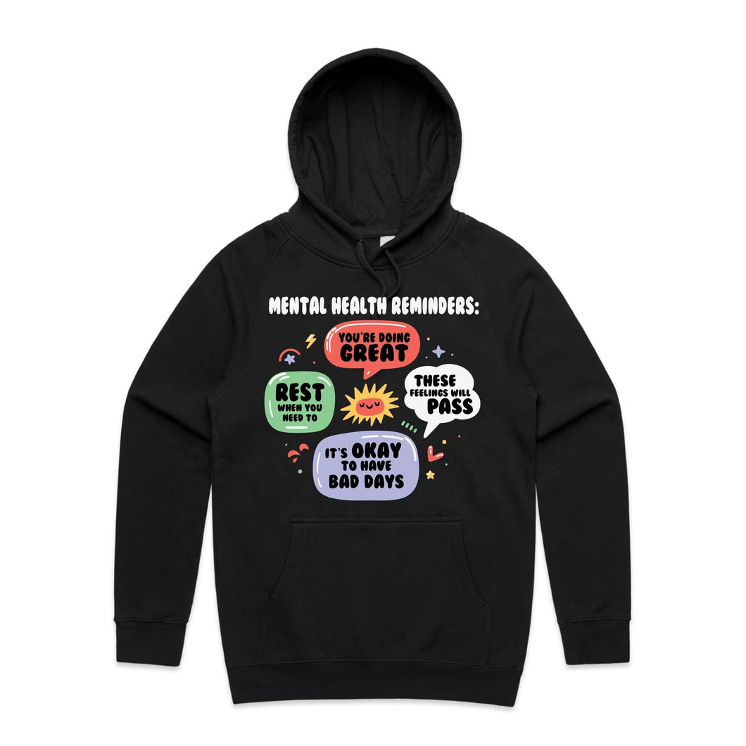 Mental health reminders - hooded sweatshirt