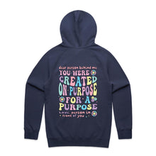 Load image into Gallery viewer, Dear person behind me, you were created on purpose for a purpose Love, person in front of you (design on back of item) - hooded sweatshirt