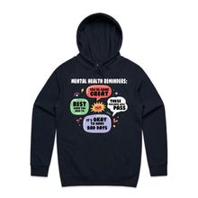 Load image into Gallery viewer, Mental health reminders - hooded sweatshirt