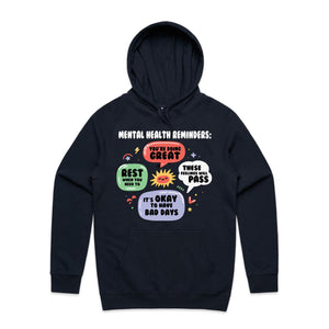 Mental health reminders - hooded sweatshirt