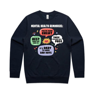 Mental health reminders - crew neck sweatshirt