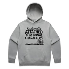 Load image into Gallery viewer, Emotionally attached to fictional characters - hooded sweatshirt