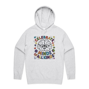 Celebrate minds of all kinds - hooded sweatshirt