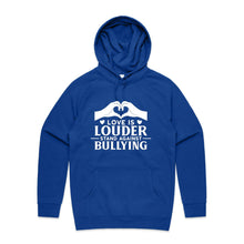 Load image into Gallery viewer, Love is louder, stand against bullying - hooded sweatshirt