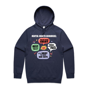 Mental health reminders - hooded sweatshirt