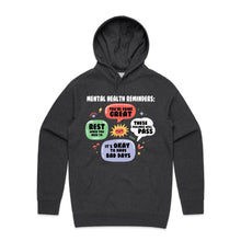 Load image into Gallery viewer, Mental health reminders - hooded sweatshirt