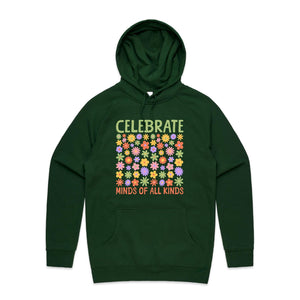 Celebrate minds of all kinds - hooded sweatshirt