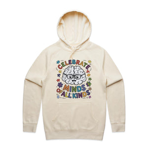 Celebrate minds of all kinds - hooded sweatshirt