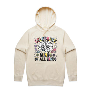 Celebrate minds of all kinds - hooded sweatshirt