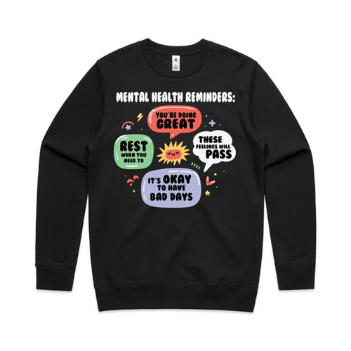 Mental health reminders - crew neck sweatshirt