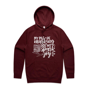 My pile of marking does not spark joy - hooded sweatshirt