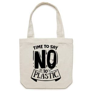 Time to say NO to plastic - Canvas Tote Bag