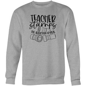 Teacher stamps the addiction is real - Crew Sweatshirt