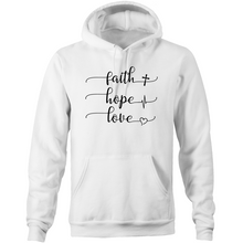 Load image into Gallery viewer, Faith, Hope, Love - Pocket Hoodie Sweatshirt