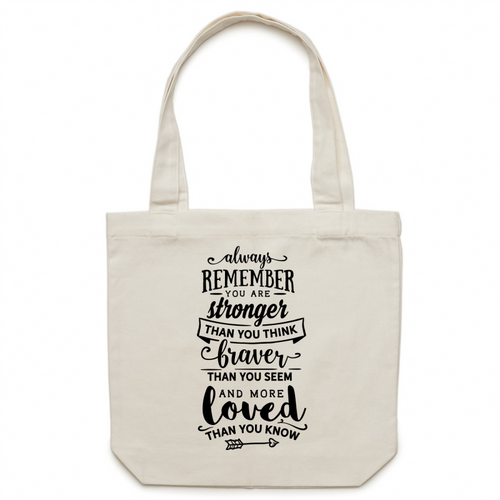 Always remember you are stronger than you think, braver than you seem and more loved than you know - Canvas Tote Bag