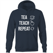 Load image into Gallery viewer, TEA TEACH REPEAT - Pocket Hoodie Sweatshirt