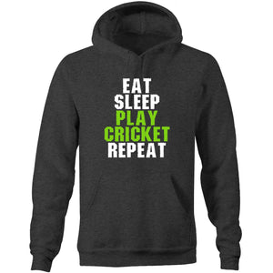 Eat Sleep Play Cricket Repeat - Pocket Hoodie Sweatshirt