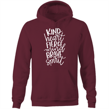 Load image into Gallery viewer, Kind heart, fierce mind, brave spirit - Pocket Hoodie Sweatshirt
