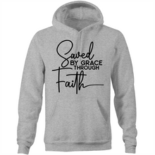 Load image into Gallery viewer, Saved by grace through faith - Pocket Hoodie Sweatshirt