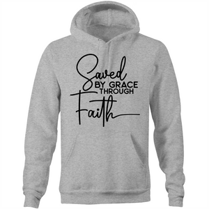 Saved by grace through faith - Pocket Hoodie Sweatshirt