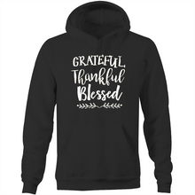 Load image into Gallery viewer, Grateful, thankful, blessed - Pocket Hoodie Sweatshirt