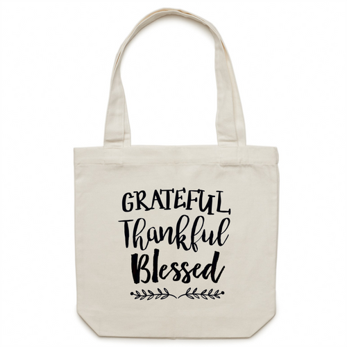 Grateful, Thankful, Blessed canvas tote bag