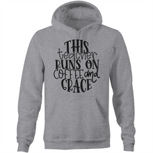 Load image into Gallery viewer, This teacher runs on coffee and grace - Pocket Hoodie