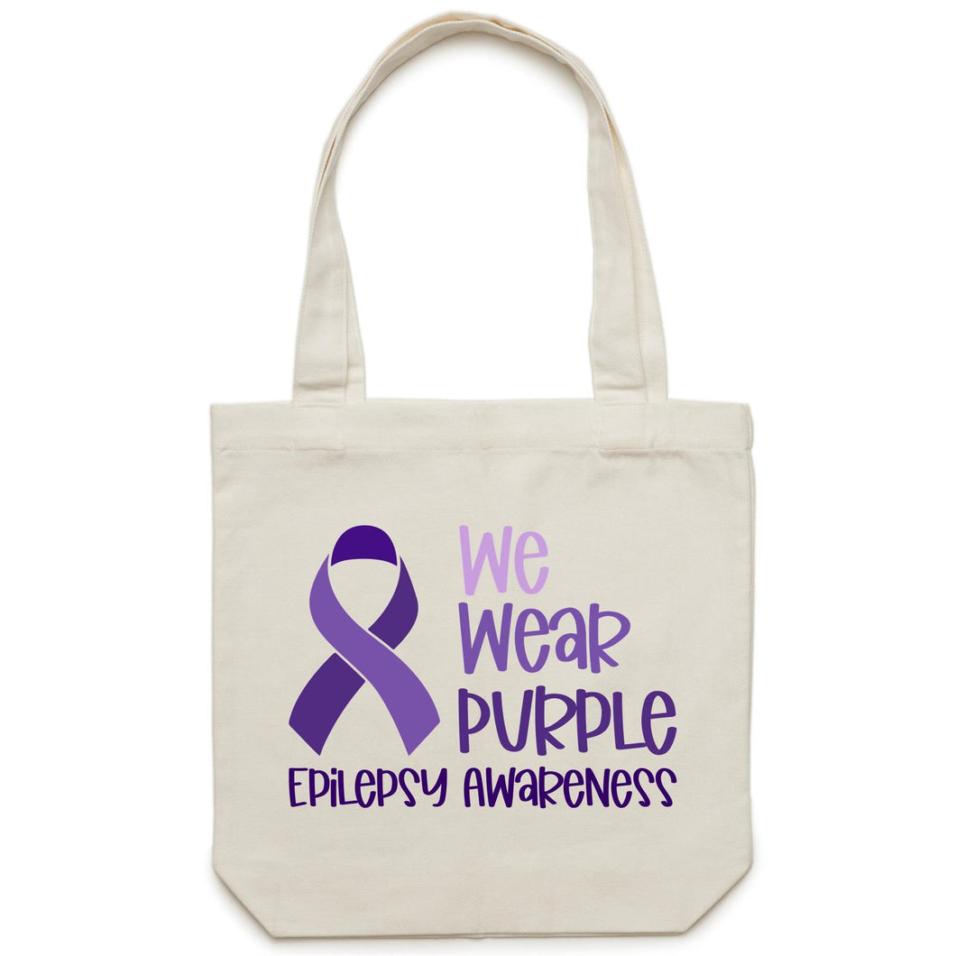 We wear purple epilepsy awareness - Canvas Tote Bag