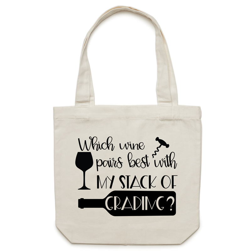 Which wine pairs best with my stack of grading? - Canvas Tote Bag