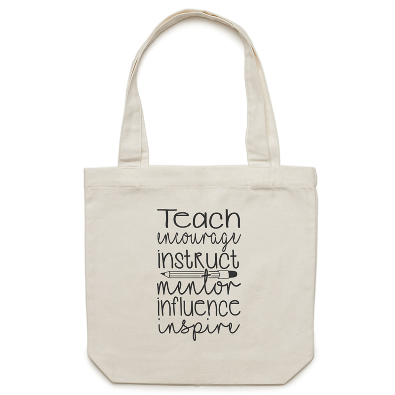 Teach, encourage, instruct, mentor, influence, inspire - Canvas Tote Bag