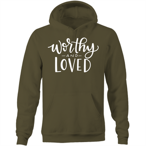 Worthy and loved - Pocket Hoodie Sweatshirt