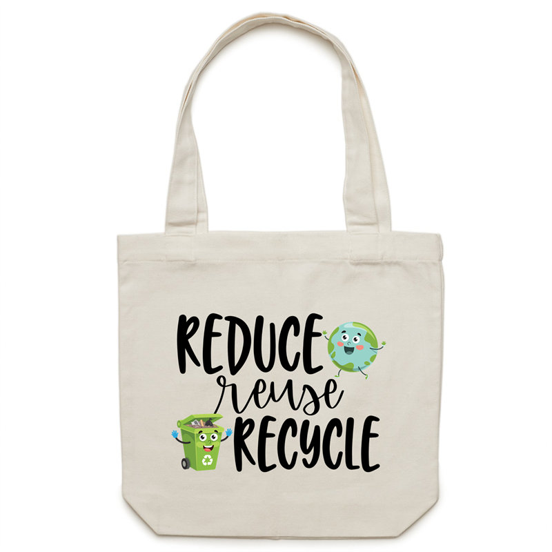 Reduce, reuse, recycle - Canvas Tote Bag – Teacher T-shirts Australia