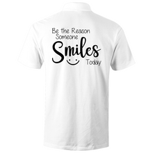 Load image into Gallery viewer, Be the reason someone smiles today - S/S Polo Shirt (Print on back of shirt
