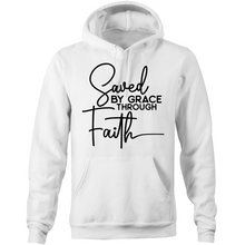 Load image into Gallery viewer, Saved by grace through faith - Pocket Hoodie Sweatshirt
